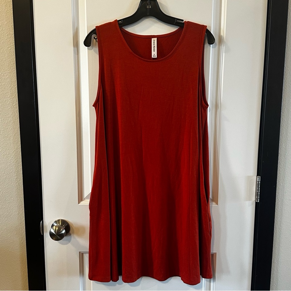 Zenana Premium Orange Sleeveless Jersey Flared Swing Dress – Size 1XL | NWOT